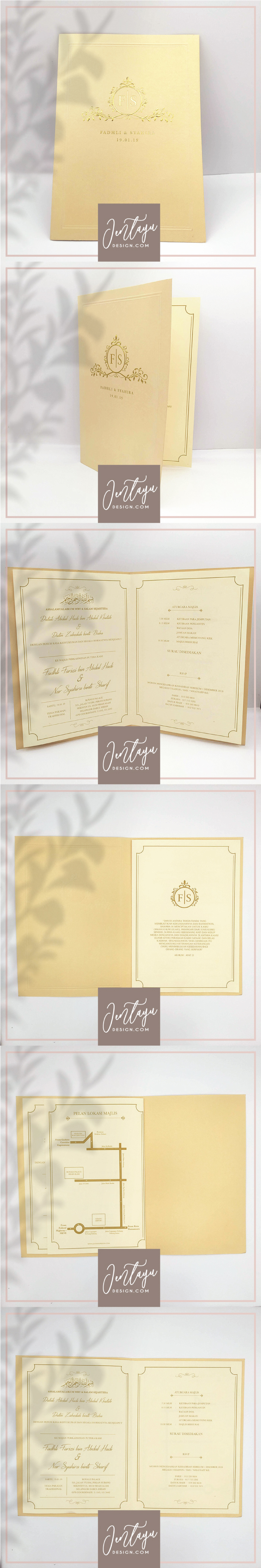jentayu design kad kahwin formal vip royal berlipat metallic folded wedding cards A4 A5