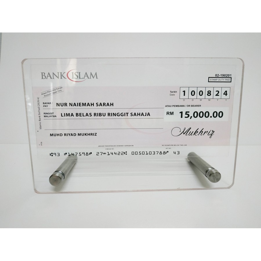 Mock Up Cheque / Cek Full Colour Bank Islam