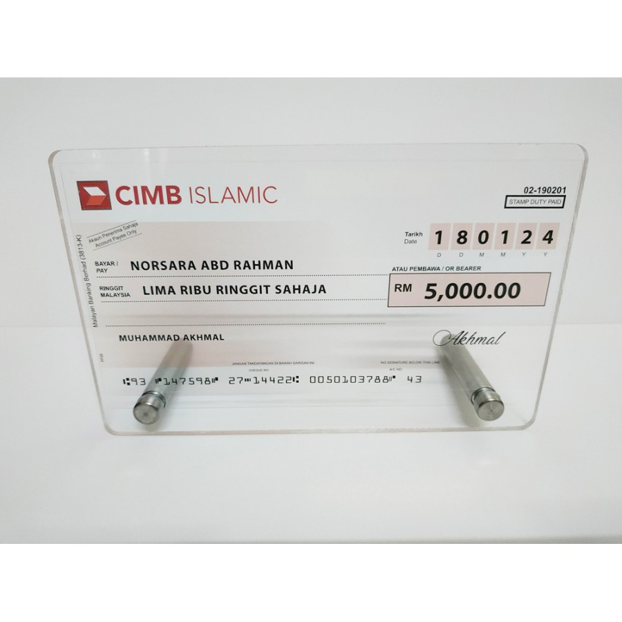 Mock Up Cheque Cek Full Colour Cimb